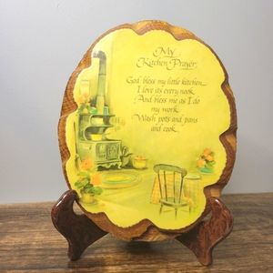 My Kitchen Prayer Plaque Wooden Oval Glazed Finish Vintage